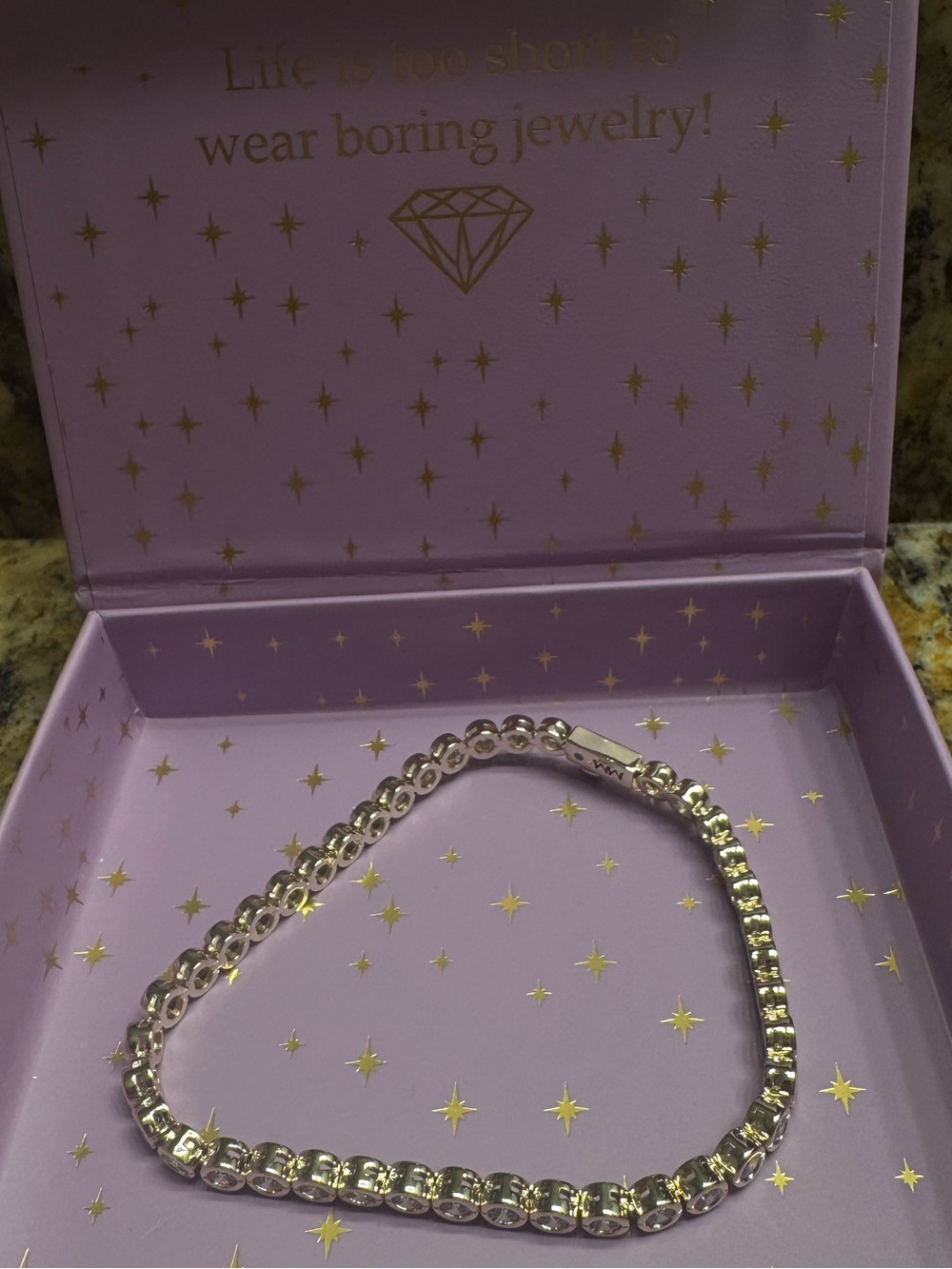 Melinda Maria Gold and White Tennis Bracelet - Picture 3 of 4